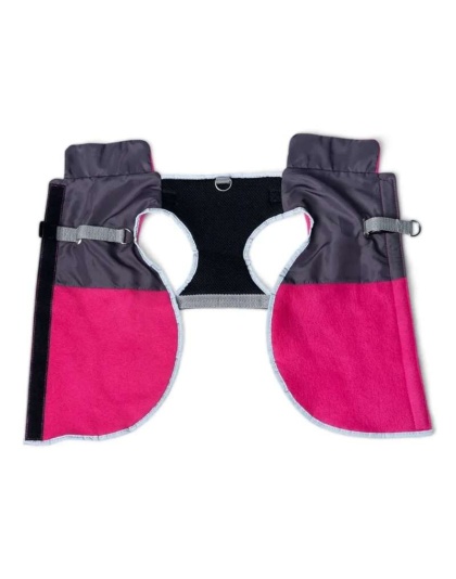 Fuschia - 2-in-1 Travel Dog Vest With Built In Harness - Large