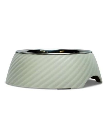 White Swan - Twill Round Melamine Stainless Steel Dog Bowl  - Medium (12 oz)