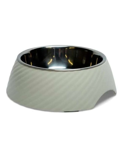 White Swan - Twill Round Melamine Stainless Steel Dog Bowl  - Medium (12 oz)