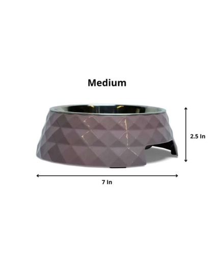 Wood Rose - Diamond Melamine Stainless Steel Dog Bowl  - Large (24 oz)