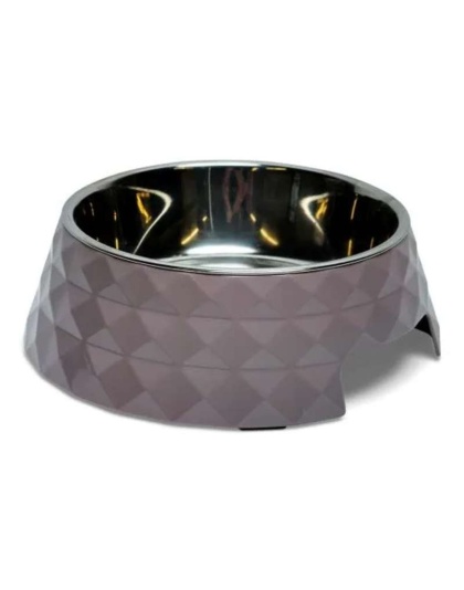 Wood Rose - Diamond Melamine Stainless Steel Dog Bowl  - Medium (12 oz)