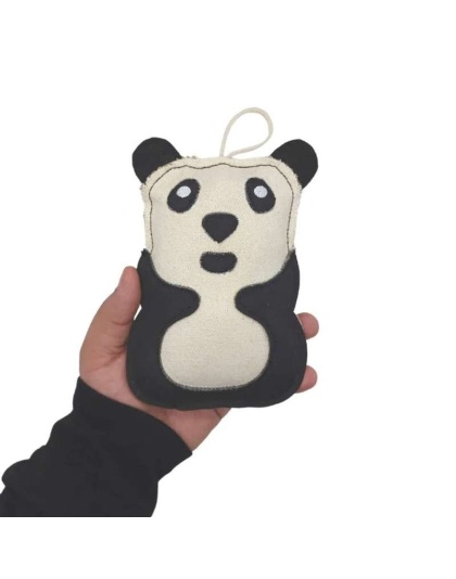 Eco-Friendly Canvas and Jute Panda Dog Toy