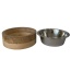 Stainless Steel Dog Bowl with Cylindrical Mango Wood Holder - 2 Quarts