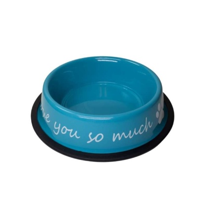 Blue - I LOVE YOU SO MUCH Stainless Steel Dog Bowl  - 24oz