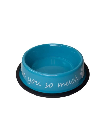 Blue - I LOVE YOU SO MUCH Stainless Steel Dog Bowl  - 24oz