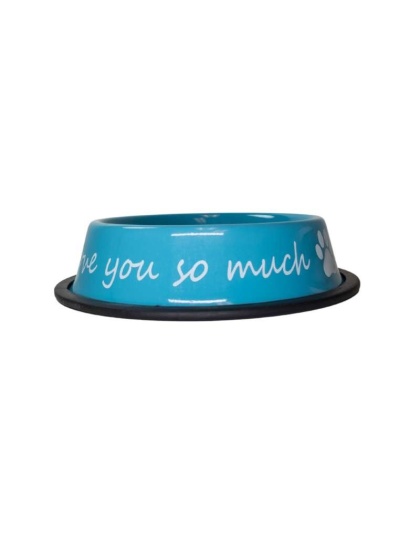 Blue - I LOVE YOU SO MUCH Stainless Steel Dog Bowl  - 24oz