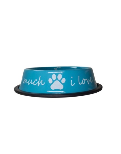 Blue - I LOVE YOU SO MUCH Stainless Steel Dog Bowl  - 24oz