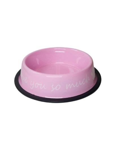 Pink - I LOVE YOU SO MUCH Stainless Steel Dog Bowl  - 24oz