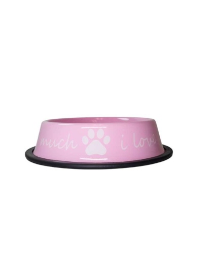 Pink - I LOVE YOU SO MUCH Stainless Steel Dog Bowl  - 24oz