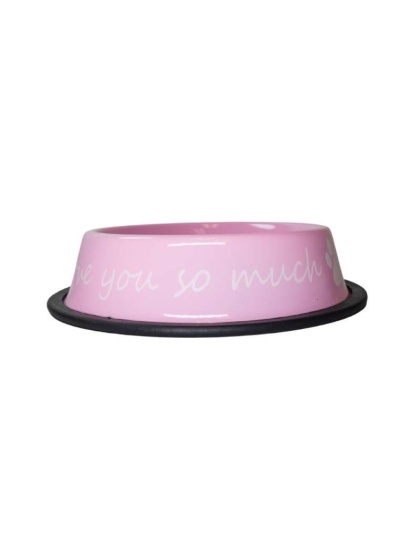 Pink - I LOVE YOU SO MUCH Stainless Steel Dog Bowl  - 24oz