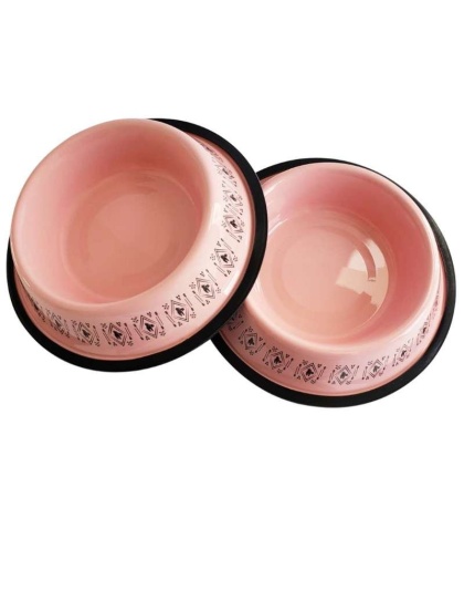 Pink - Stainless Steel Unicorn Boho Design Dog Bowl - 24 oz