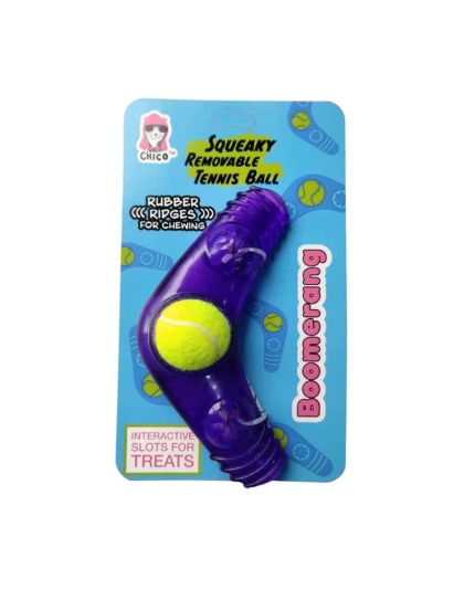 Eco-Friendly TPR Tennis Ball Squeak Boomerang Dog Toy