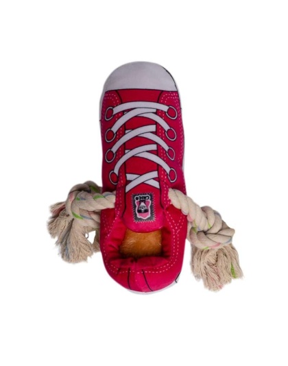 Pink and Blue - Squeaking Comfort Plush Sneaker Dog Toy Set