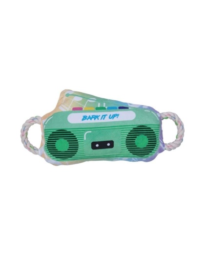 Cassette Tape & Boom Box - Old School Plush Dog Toy Combo