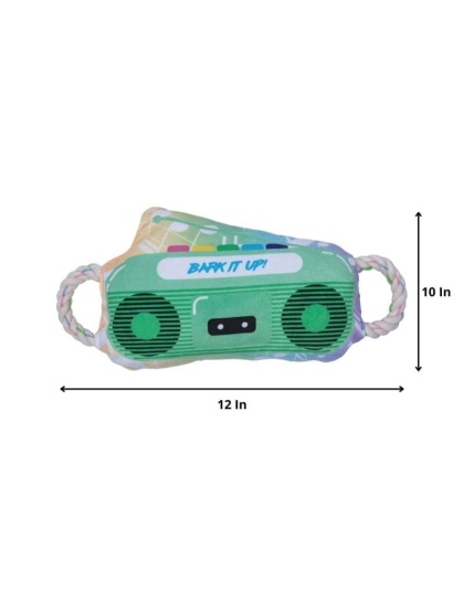Cassette Tape & Boom Box - Old School Plush Dog Toy Combo