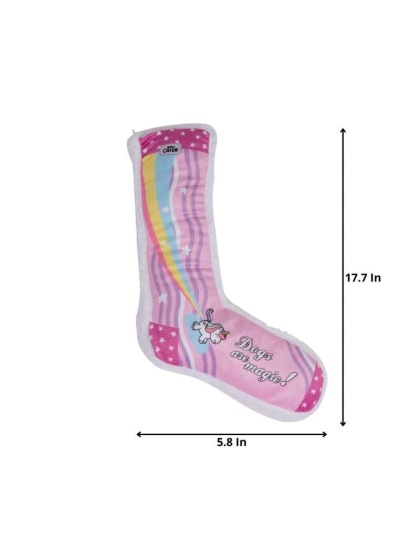 Unicorn and Squirrel - Squeaking Comfort Plush Dog Toy Stocking Style Sock Combo