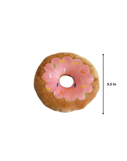 Strawberry Donut Plush Dog Toy