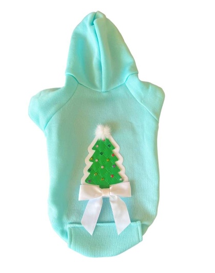 Quilted Christmas Tree Dog Hoodie - Large