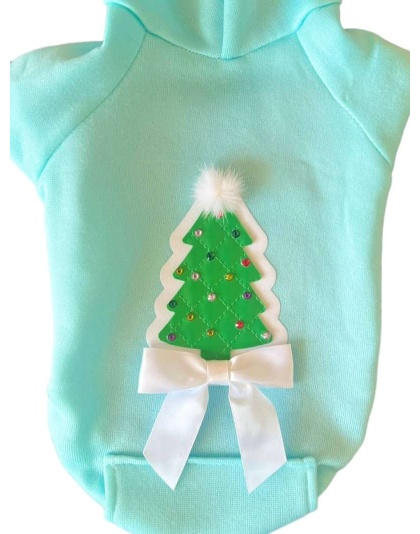 Quilted Christmas Tree Dog Hoodie - Large