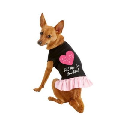 Black w Light Pink Ruffle - Feed Me Treats & Tell Me I'm Beautiful - Small