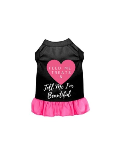 Black w Hot Pink Ruffle - Feed Me Treats & Tell Me I'm Beautiful - 2X Large