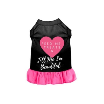 Black w Hot Pink Ruffle - Feed Me Treats & Tell Me I'm Beautiful - Small