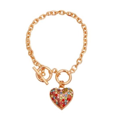 Gold Chain 3D Multi-Color Heart Dog Necklace - 12"