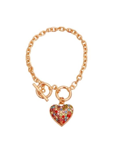 Gold Chain 3D Multi-Color Heart Dog Necklace - 14"