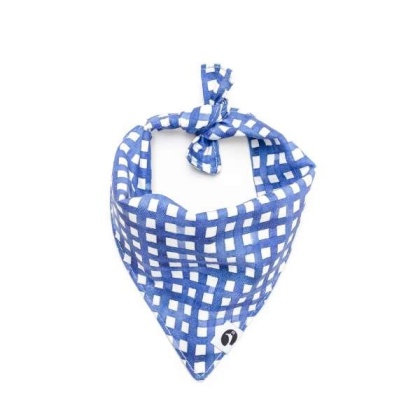 Navy Watercolor Plaid Dog Bandana - L