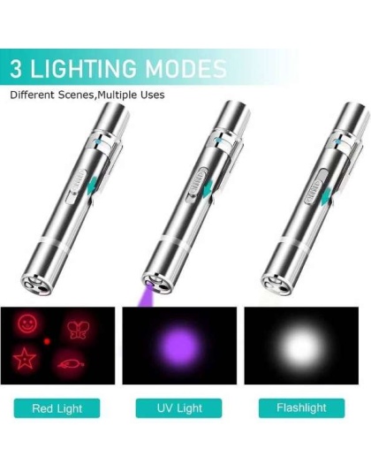 Red Laser Pointer for Cats Dogs 3 Multi-mode Interactive Toy