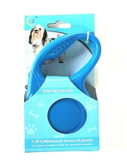 Retractable Dog Pet Leash 11.5ft (3m) Maximum Tension 25 Lbs Blue Color
