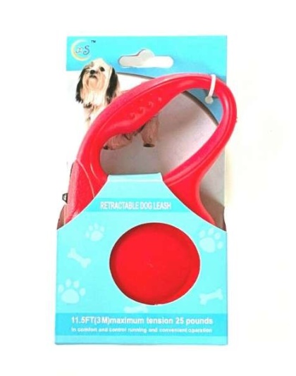 Retractable Dog Pet Leash 11.5ft (3m) Maximum Tension 25 Lbs Red Color