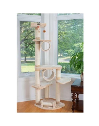 74 " H Real Wood Cat Tree With Cured Sisal Posts A7463