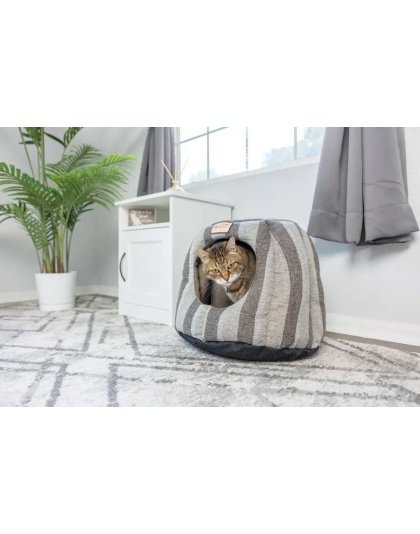 Gray - Armarkat Cat Cave Shape Bed W Anti- slip Base, Cushion Mat