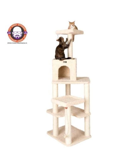 Beige - Armarkat Cat Tower Real Wood Cat Condo House 69"