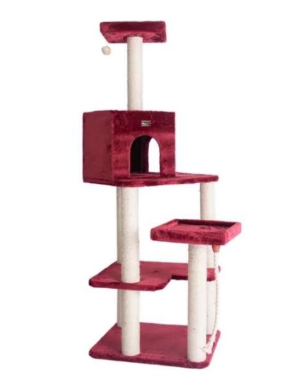 Burgundy - Armarkat Cat Tower Real Wood Cat Condo House 69"