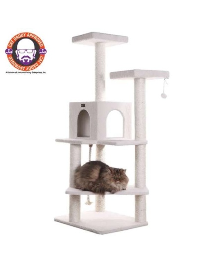 Armarkat Ivory 57" High Cat tree, Fleece Covered Cat Climber