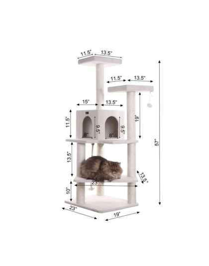 Armarkat Ivory 57" High Cat tree, Fleece Covered Cat Climber