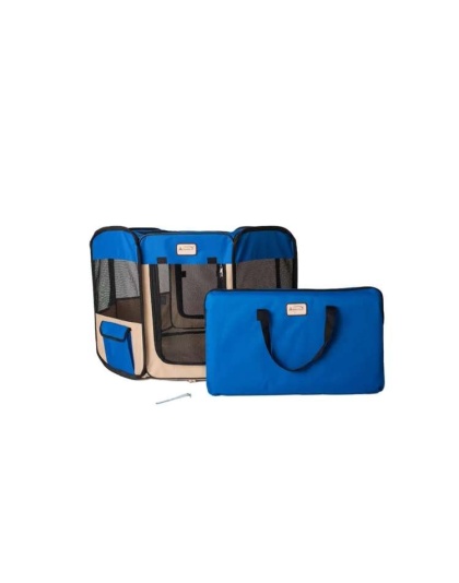 Armarkat PP001B-M Portable Pet Playpen In Blue and BGE Combo