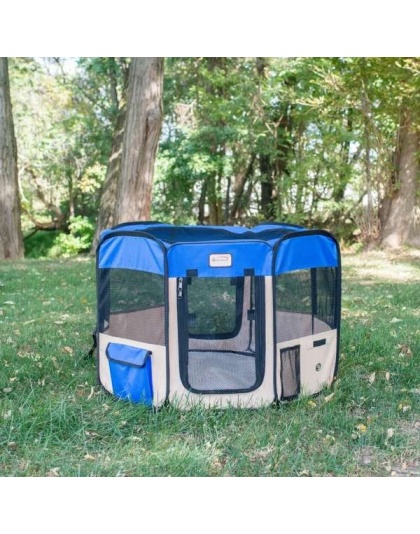 Armarkat PP001B-M Portable Pet Playpen In Blue and BGE Combo