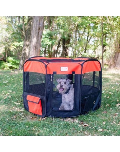 Armarkat PP002R-XL Portable Pet Playpen In Bk and Rd Combo