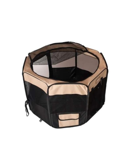 Armarkat PP003BGE-M Portable Pet Playpen In Bk and Bge Combo