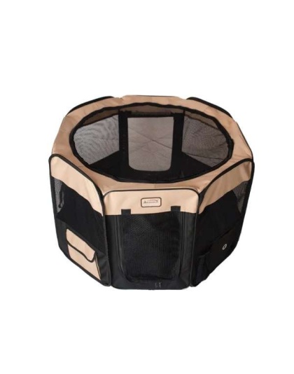 Armarkat PP003BGE-M Portable Pet Playpen In Bk and Bge Combo
