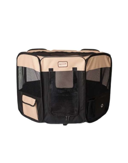 Armarkat PP003BGE-M Portable Pet Playpen In Bk and Bge Combo
