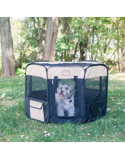 Armarkat PP003BGE-M Portable Pet Playpen In Bk and Bge Combo