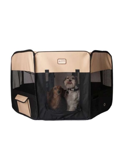 Armarkat PP003BGE-XL Portable Pet Playpen In Bk and Bge Comb