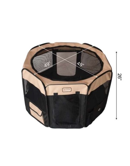 Armarkat PP003BGE-XL Portable Pet Playpen In Bk and Bge Comb