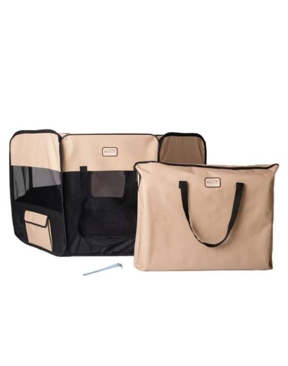 Armarkat PP003BGE-XL Portable Pet Playpen In Bk and Bge Comb