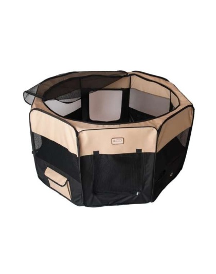Armarkat PP003BGE-XL Portable Pet Playpen In Bk and Bge Comb