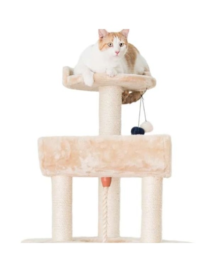 RED - Armarkat Real Wood Spacious Thick Fur Cat Tower W Lounge
